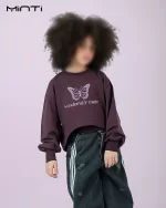 کراپ تاپ طرح پروانه دخترانه رنگ چری