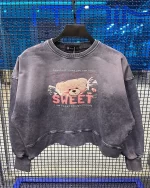 کراپ سنگشور طرح خرس تدی و نوشته Candy Sweet رنگ سرمه ای بچگانه و نوجوان