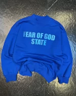 بلوز طرح fear of god رنگ آبی بچگانه و نوجوان