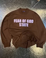 بلوز طرح fear of god رنگ قهوه ای بچگانه و نوجوان