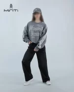 کراپ با طرح چاپی darkness رنگ طوسی بچگانه و نوجوان