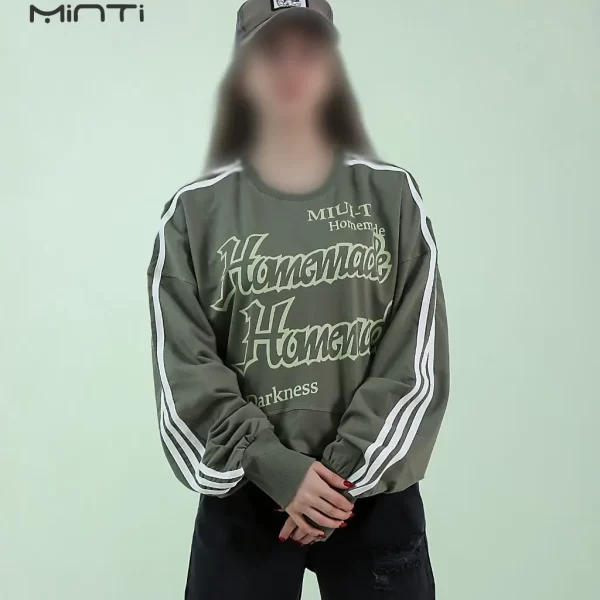 کراپ با طرح چاپی darkness رنگ زیتونی بچگانه و نوجوان