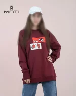 دورس طرح چاپی تام و جری رنگ زرشکی بچگانه و نوجوان