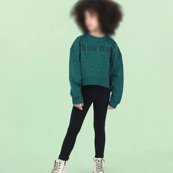 کراپ آستین بلند طرح میومیو رنگ کله غازی بچگانه و نوجوان