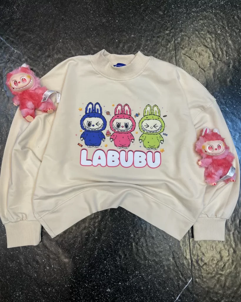 کراپ طرح لبوبو رنگ کرم بچگانه و نوجوان