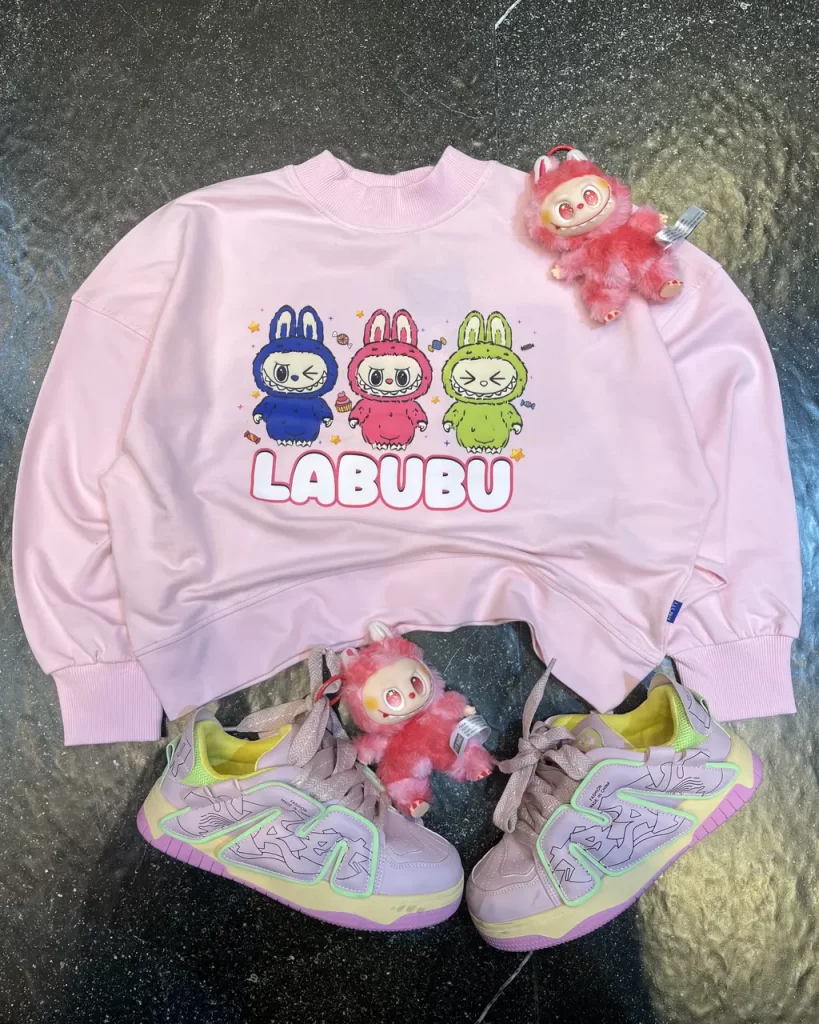 کراپ طرح لبوبو رنگ صورتی بچگانه و نوجوان