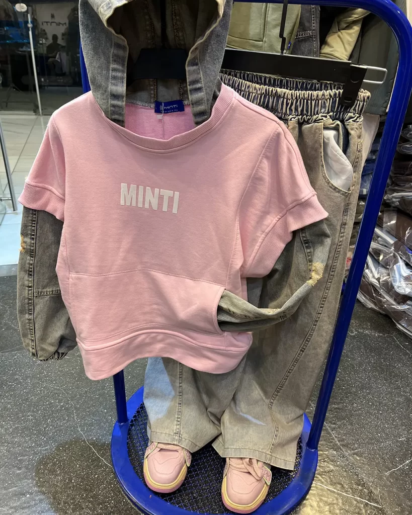 ست هودی شلوار جین رنگ صورتی