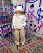 هودی گلدوزی نوار دار armani رنگ سفید