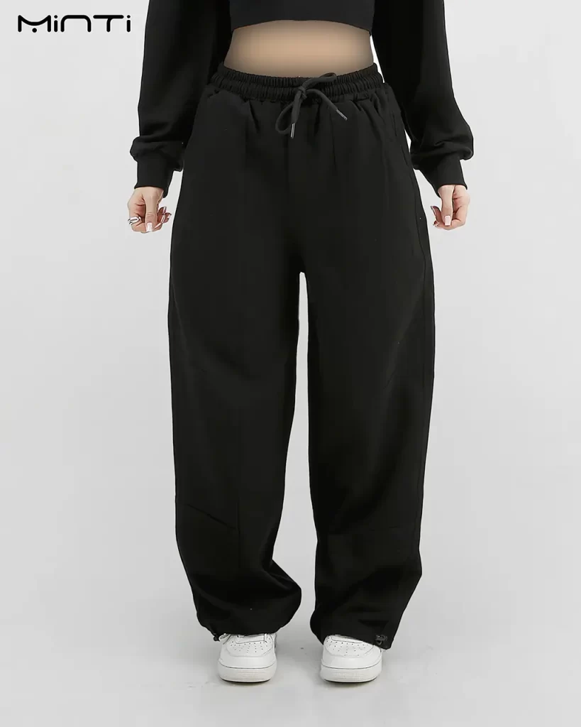 عکس مدلینگ شلوار جاگر دو نخ رنگ مشکی