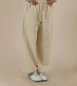 شلوار جاگر ۲ نخ رنگ کرم