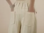 شلوار جاگر ۲ نخ رنگ کرم