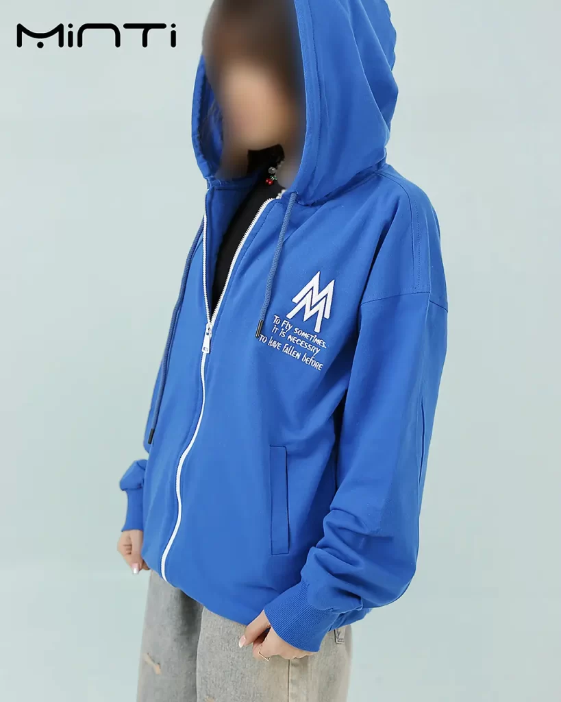 سویشرت مینتی زیپ دار رنگ آبی