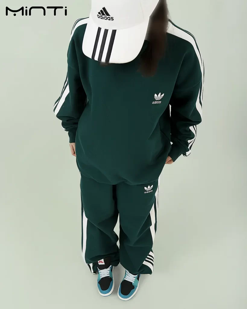 ست آدیداس سه خط رنگ سبز کله غازی