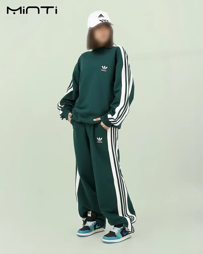 ست آدیداس سه خط رنگ سبز کله غازی