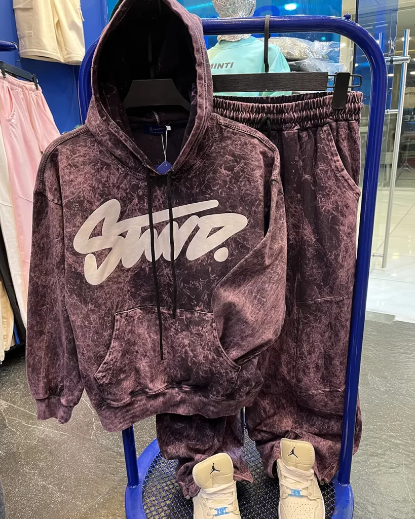 ست هودی و شلوار STWD رنگ شرابی